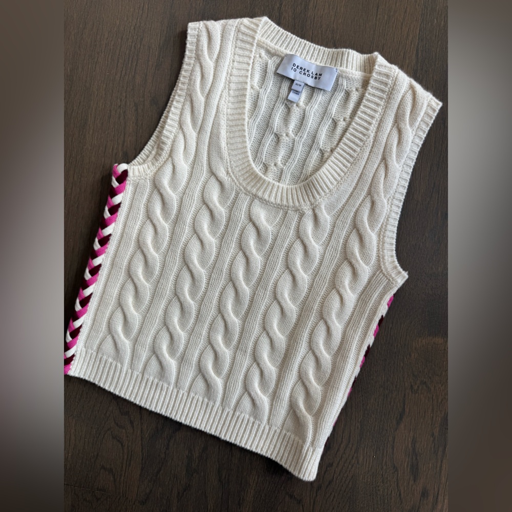 NWOT Derek Lam 10 Crosby Yuna Braided Cable Knit Sweater Vest